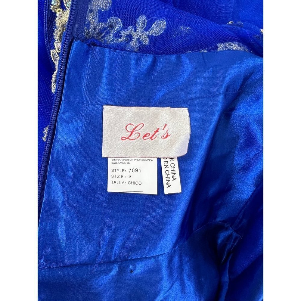 Let's Royal Blue & Gold Long Dress - Picture 9 of 12
